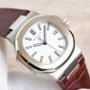 Patek Philippe Nautilus 40mm White Dial Leather Strap